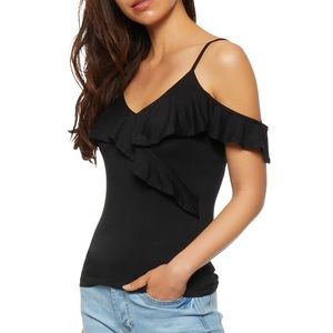 Ruffled Cold Shoulder Top
